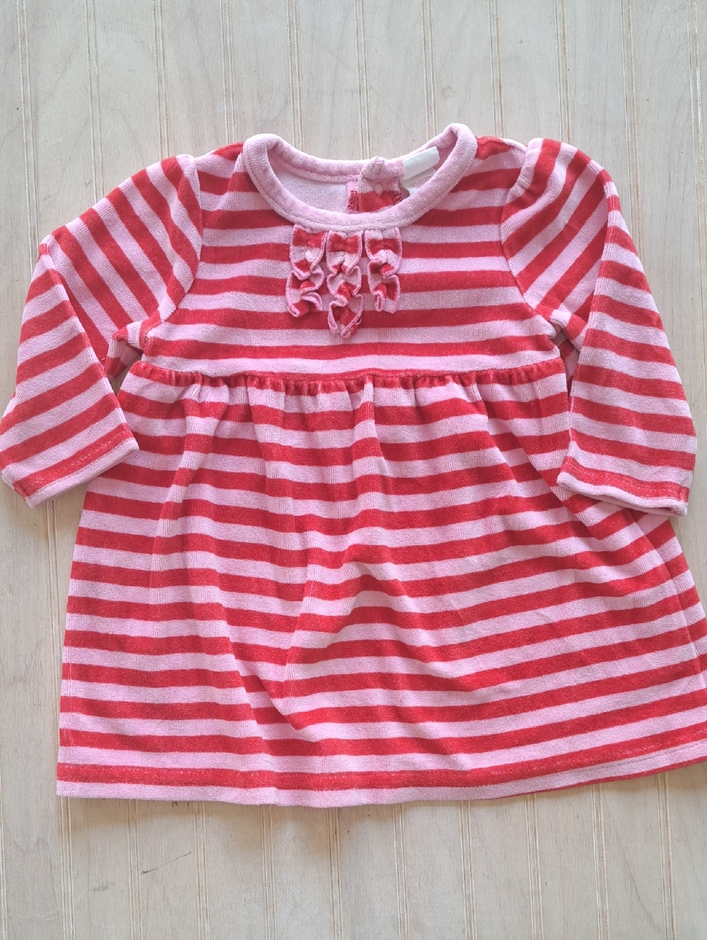 Circo Pink Red Striped Velour Baby Girls Long Sleeve Sweater Dress Comfy Cozy